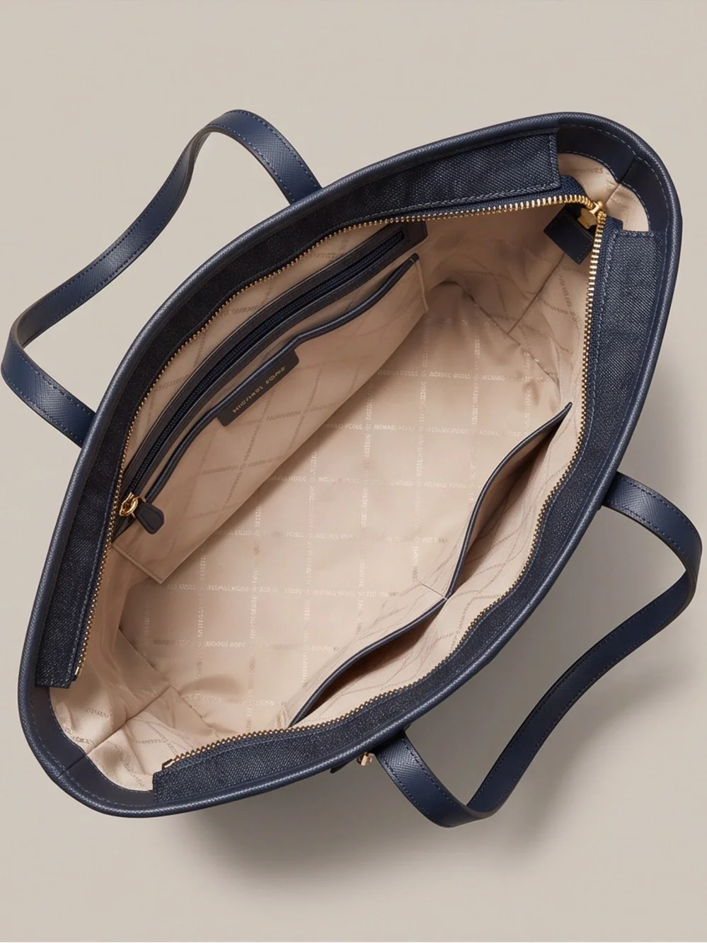 Michael Kors Black Denim Tote with Multicolor Scarf Accent